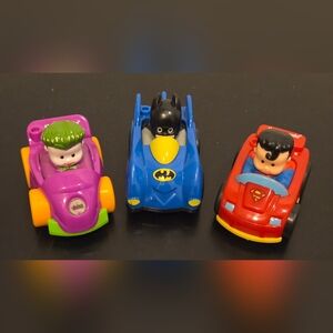 Little People DC Superhero Wheelies Batman Joker Superman
